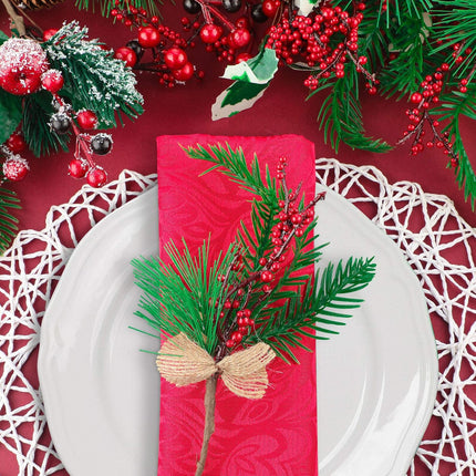 WILLBOND Artificial Christmas Tree Picks Red Berry Pine Picks Spray Berry Branches Holly Pine Flower Pick Berry Pinecones for Christmas Crafts Party Festive Home Decor (Classic Style,24 Pcs)