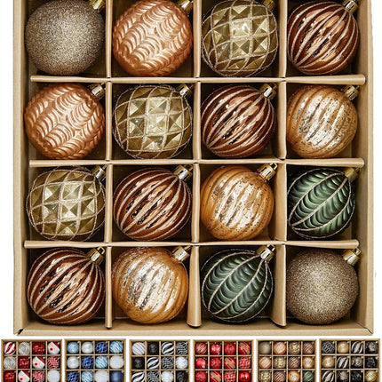 Earth Tone 60mm/2.36 Inches Christmas Balls Ornaments Bulk with Lanyard - 16 Packs Shatterproof Hanging Ball Baubles Set for Xmas Tree Decorations, Wreaths Garlands Season Holiday Decor