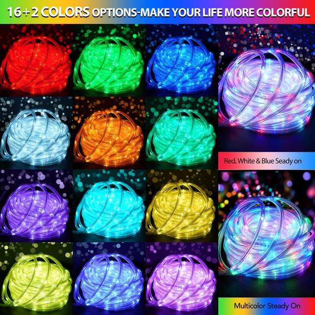 Color Changing Rope Lights Outdoor - 100ft 300 LED Connectable Outdoor String Lights with Remote, 18 Colors Waterproof Tube Lights, Twinkle Lights for Indoor Bedroom Patio Holiday St. Patrick Decor