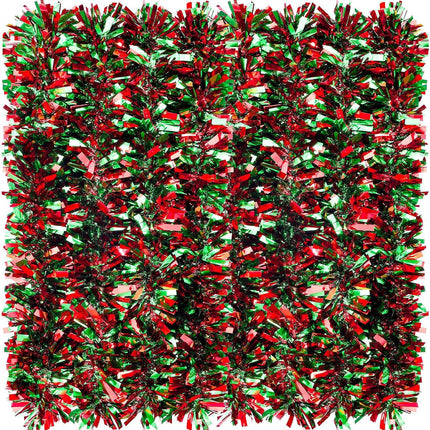 Christmas Tinsel Garland Metallic Christmas Tree Garland Shiny Party Tinsel Garland Hanging Decorations for Christmas Tree Decorations Wedding Birthday Party Supplies (26.2 ft,Red and Green)
