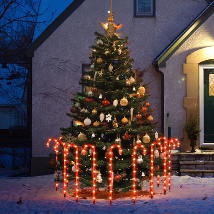 COOLWUFAN 24 Pack Christmas Candy Cane Lights, 33'' Light Up Candy Cane Decoration Outdoor Yard, Waterproof Christmas Decor Pathway Lights