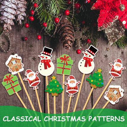 Hushee 500 Pcs Christmas Cocktail Picks Ugly Sweater Snowman Santa Appetizer Fruits Toothpicks Wooden Bamboo Toothpicks for Christmas Drink Topper Cake Food Party Decorations (Cute Style)