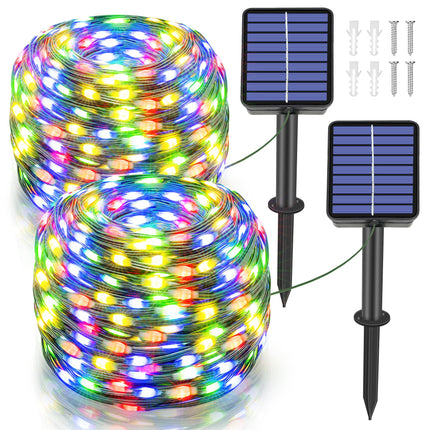 Ollny Solar String Lights for Outside, 2 Pack Total 132FT 400LED Solar Christmas Lights Outdoor, IP67 Waterproof 8 Modes String Lights for Tree Yard Garden Patio Party, Multicolor