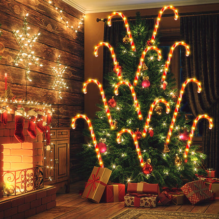 COOLWUFAN 40" Candy Cane Lights for Outdoor Christmas Decorations, Set of 12 Pack Extra-Large Candy Cane Pathway Lights, Lighted Candy Canes with Stakes and 168 Bright LED for Xmas Outside Decor