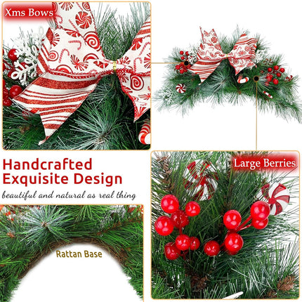 24 Inch Christmas Mailbox Swags with Lights, Battery Operated Prelit Artificial Christmas Arched Swags, Christmas Garland and Swags for Front Door Outdoor Mail Box Windows Decor