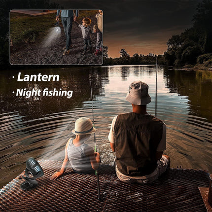 Camping Fan, Clip On Fan With Led Lights And Hook, 4 In 1 Camping Accessories, Rechargeable 2600Mah Battery/Usb Operated Personal