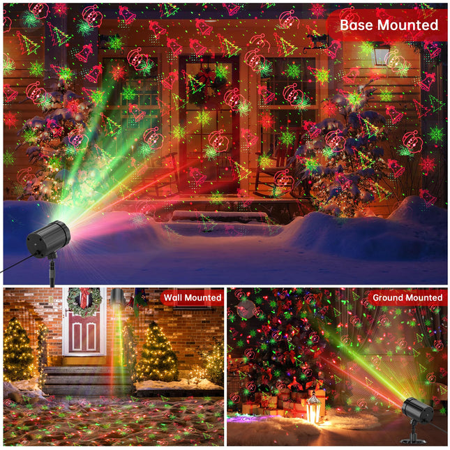 Christmas Projector Lights Outdoor, Red and Green Christmas Light Projector Outdoor with Remote Control, Waterproof Christmas Outdoor Projector Lights Landscape Spotlights for Christmas Decorations