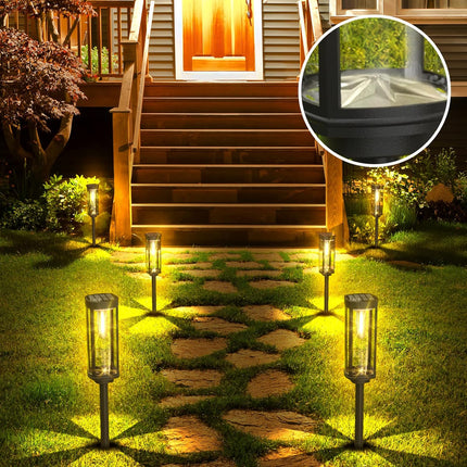 Solar Pathway Lights Outdoor 6 Pack, Bright Solar Path Light Outside Waterproof, Solar Garden Decorative Solar Powered Landscape