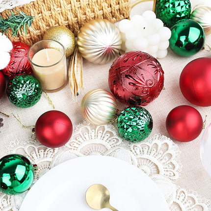 Annecy Christmas Tree Ornaments - 30 PCS Shatterproof Plastic Christmas Ball Ornaments Set for Xmas Tree, Holiday, Wreath & Party Decorations (Multi-Size, Red, Green, Gold)