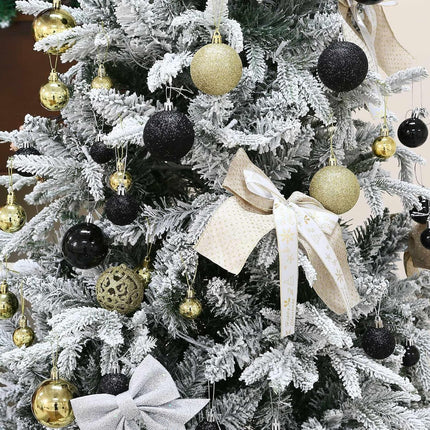 100 Pcs Christmas Ball Ornament Set, Black and Gold Shatterproof Christmas Decorations Set Hanging Plastic Xmas Balls for Home, Holiday, Wedding, Xmas Hanging Decortions