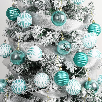 Christmas Ornaments Shatterproof Balls Decorations - 36pcs Teal Ornaments for Xmas Tree Small Christmas Baubles Set, 2.36inches 60mm