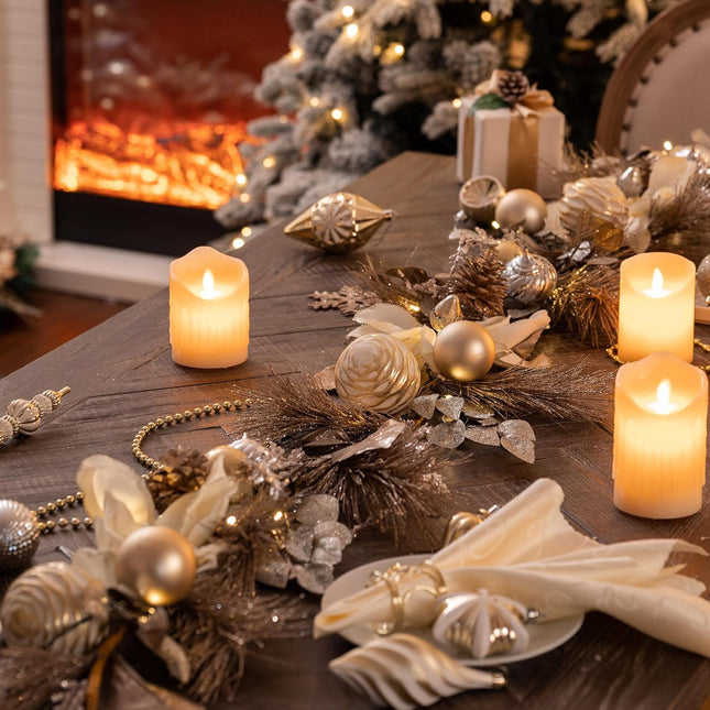 Valery Madelyn 6 feet Pre-Lit Christmas Garland with Lights for Mantle, Lighted Battery Operated Xmas Garland with Champagne Gold Balls for Front Door Fireplace Table Centerpiece Outdoor Window Decor