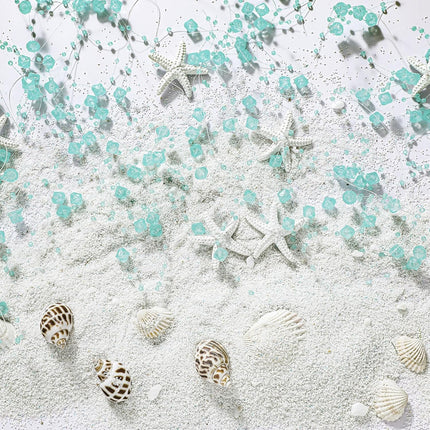 Wenqik Christmas 32.8 ft Ocean Themed Garland Starfish Shell Garland Coastal Christmas Decorations Beach Garland Starfish Seashell Garland for Christmas Tree Fireplace Wedding Party Supply (Teal)