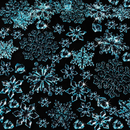 40Pcs Christmas Tree Decorations Christmas Snowflake Ornaments, Blue Acrylic Crystal Snowflakes Christmas Hanging Ornaments with Beads for Christmas Tree Winter Xmas Holiday Party Supplies Indoor