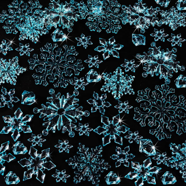 40Pcs Christmas Tree Decorations Christmas Snowflake Ornaments, Blue Acrylic Crystal Snowflakes Christmas Hanging Ornaments with Beads for Christmas Tree Winter Xmas Holiday Party Supplies Indoor