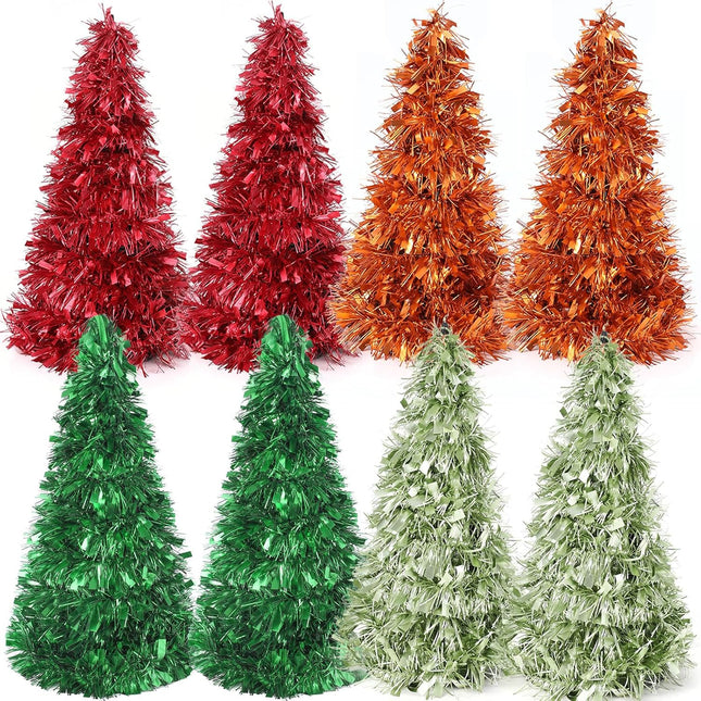 Small Christmas Tree Mini Artificial Christmas Trees Tabletop Stackable Tiny Xmas Tree for Home Table Decor (8, Set B)