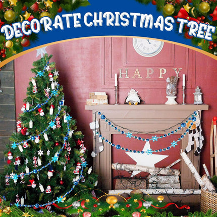 16 ft Christmas Tree Bead Garlands Hanging Christmas Tree Garland Pearl Xmas Tree Bead for Christmas Tree Fireplace Wreath Ornaments Christmas Party Decorations