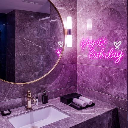 Kavaas Yay It's Lash Day Neon Sign - Lash Neon Sign for Lash Room Decor Lash LED Light Sign for Lash Salon, Beauty Room, Nails Hair Bar - Great s for Lash Techs Girls, Christmas, Birthday