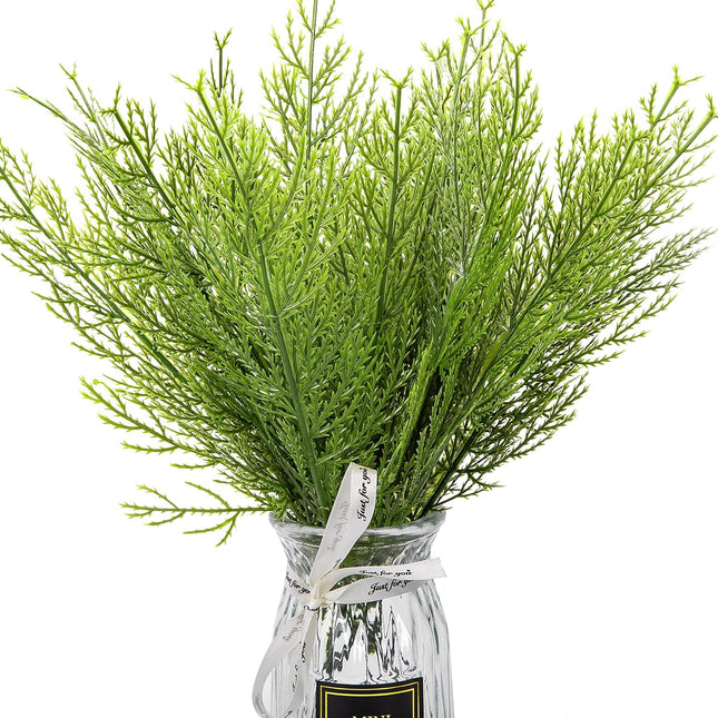 Watayo 30 Pcs Artificial Pine Branches- 13.5 Inch Plastic Faux Pine Leaves Picks- Fake Christmas Greenery Pine Sprigs for DIY Garland Wreath Christmas Party Home Garden Decoration