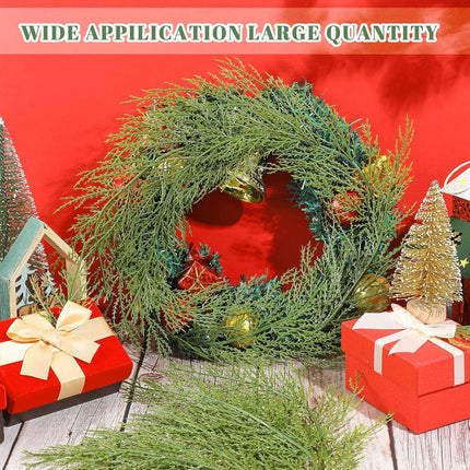 Sinmoe 60 Pcs Christmas Picks Artificial Pine Branches 13.7 Inch Faux Plants Cedar Sprig Pine Winter Leaves Christmas Snowy Greenery Branches for DIY Garland Home Garden Vase Decoration (Normal Style)