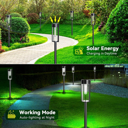 Lesolar Pathway Lights Outdoor, 8 Pack Solar Outdoor Lights, Ip65 Waterproof Auto On/Off Solar Powered Landscape Path Lights Outd