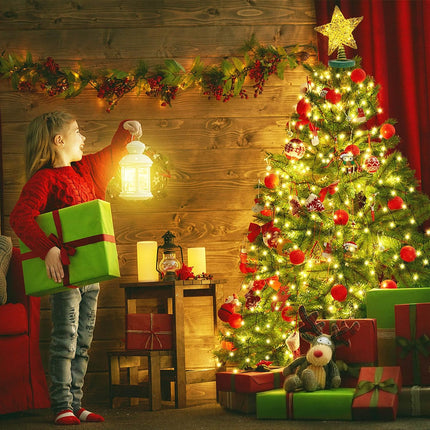 Christmas Tree Lights with Ring 16 Strings 400 LEDs, Kedoxi Xmas String Lights with Timer 6.6FT Easy to Install, Christmas Curtain Fairy Tree Light 8 Mode for Xmas Fir Pine Party Decoration Warm White