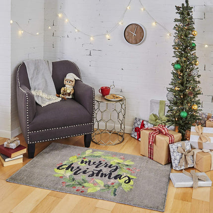 Mohawk Home Christmas Wreath Gray Area rug, 2'6x4'2