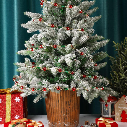 16 ft Christmas Garland Christmas Bead Garland Plastic Bead Christmas Tree Decor Beaded Garland for Xmas Party Supplies Holiday Favors Farmhouse Wall Staircase Fireplace Hanging Ornaments