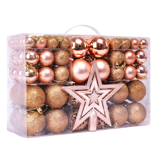 Christmas Ball Decorations Set of 101 Pcs, with Tree Topper, Best Ornaments s Ideas for Family and Friends