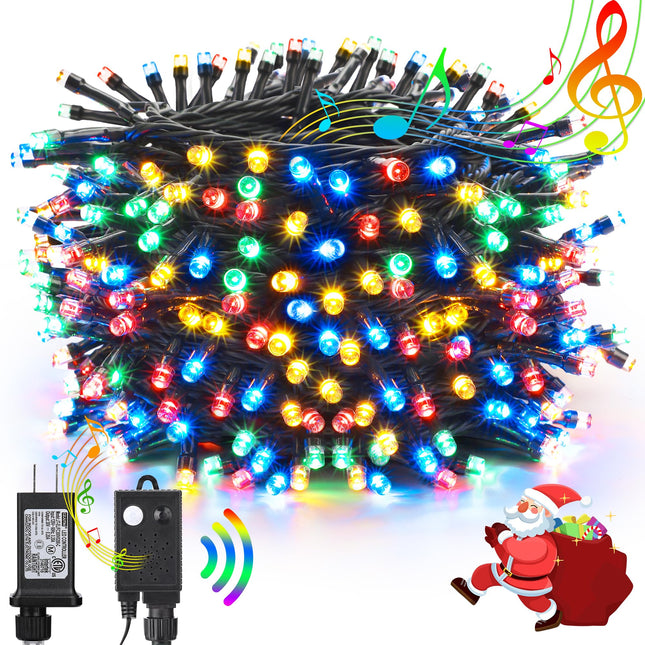 Toodour Led Christmas Lights Outdoor, 82FT 200 LED Indoor String Lights with Music, Motion Sensor Multicolor Christmas Tree Light - Holiday Decorative Lights for Yard Bedroom Home Party Xmas Decor