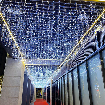 LED Icicle Lights, 13FT 96 LEDs 8 Modes Window Curtain Extendable Fairy Christmas Ceiling Dangling Hanging Twinkle Memory Lights for Party Home Decorations Outdoor Indoor (Cool White, 4M)