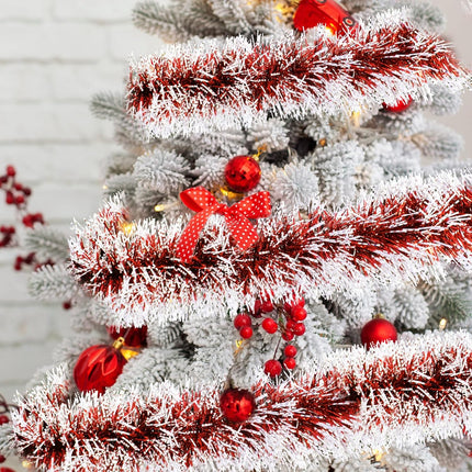 50 Feet Christmas Tinsel Garland,Metallic Twist Garland,Shiny Hanging Garland Ornaments for Christmas Tree Home and Party Decoration(Bright Red)