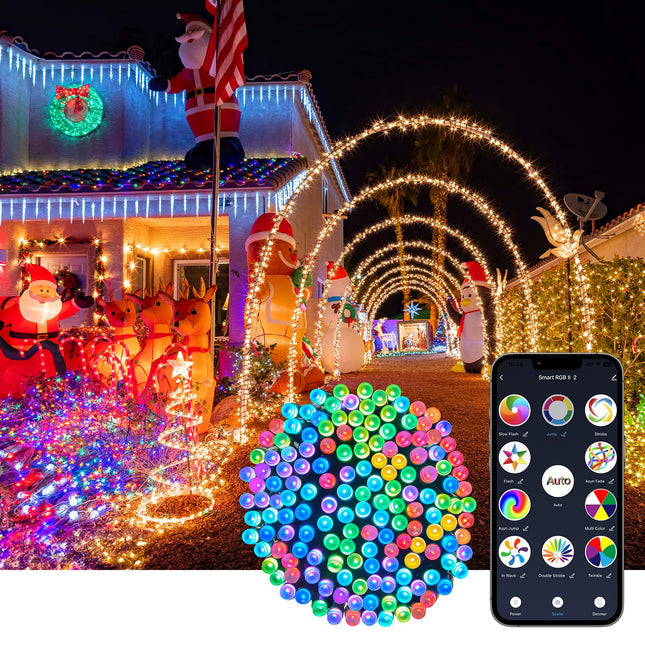 Minetom 168Ft Smart Christmas String Lights, 600 LEDs Twinkle Christmas Tree Lights String- WiFi Fairy Lights for Christmas Trees Garland Wreath Wedding Indoor Outdoor Holiday, RGB