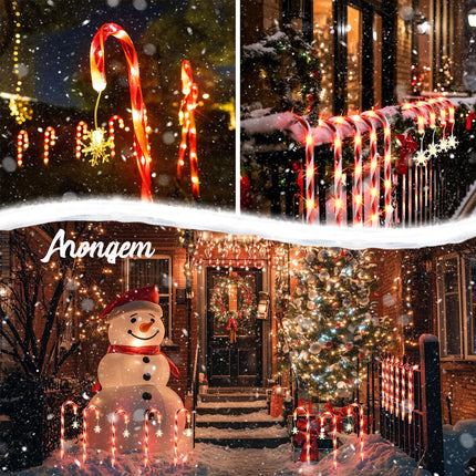 Solar Christmas Lights Outdoor Decorations: Candy Cane Light Waterproof for Outside Yard Decor - Snowflake Red Xmas Garden Lighted Patio Tree Pathway Lawn Decorative 12 Pack