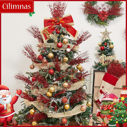 50pcs 4 Kinds of Christmas Tree Picks, Christmas Picks and Sprays for Decorations, Tree Topper Twigs for Xmas Tree Wreath DIY Crafts Vase Filler Home Decor (Red)