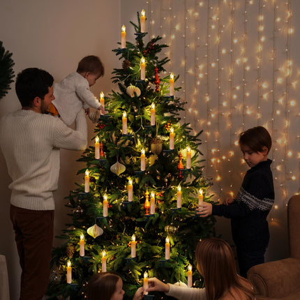 Christmas Tree Candles Lights, 9.85ft 10 LED Flameless Candle Lights, 8 Lighting Modes Battery Clip-on Candle Lights, Timer LED Candles Lights for Xmas Tree Wedding Party Decor, Warm White