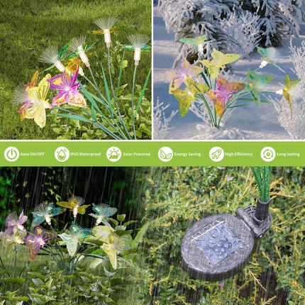 Flumy Solar Lights Outdoor Waterproof 8-Head Butterfly Decorations,Solar Garden Lights,Christmas Christmas ，Birthday Decorations,Butterfly Solar Lights for Garden and Yard 4Pack