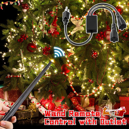 Enhon Wand Remote Control with 2 Extension Cord Remote Control, Wireless Electrical Smart Button Plug Switch Kit for Lighting Christmas Trees Holiday Lantern Xmas Lights Music Party Decorations