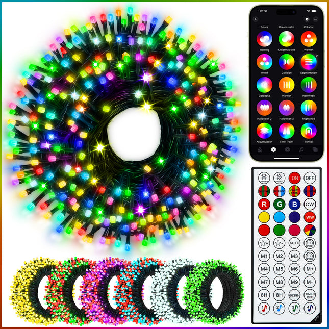 50+ Preset Scenes Smart Christmas Lights - 100 Ft 300 LED Color Changing Christmas Tree Lights Indoor Outdoor String Lights with Remote for All Season Holiday Decoration, Musical and APP Control