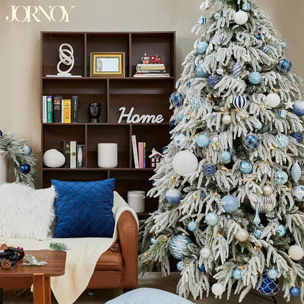 4Pcs Shatterproof Plastic Christmas Ornaments 6 Inch Extra Large Xmas Tree Ornaments Set with Lanyard for X-mas Party Wreath and Garlands Decorations, Silver & Blue