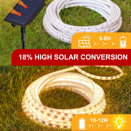 LUHLEE Solar LED Strip Lights Outdoor,Brighter 600 LED 32.8FT Solar String Lights Outdoor with Remote,8 Lighting Modes Auto ON/Off Rope Lights for Outside,Deck,Steps,Christmas Decor Lighting