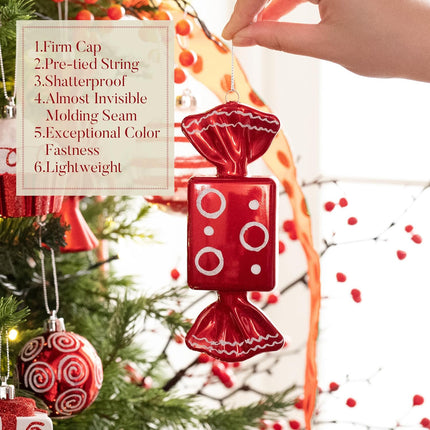 Valery Madelyn Christmas Ornaments Set, 120ct Candy Cane Red White Shatterproof Gingerbread Christmas Tree Decorations Set, Variety Decorative Hanging Ball Ornaments Bulk for Xmas Holiday Party Decor