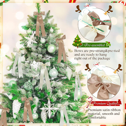 24 Pcs Christmas Tree Bows Decorations, Satin Ribbon Bows Christmas Wreath Bows Christmas Tree Topper Bows Christmas Tree Ornaments for Christmas Tree Garland Home Wreath Staircase Fireplace Decor