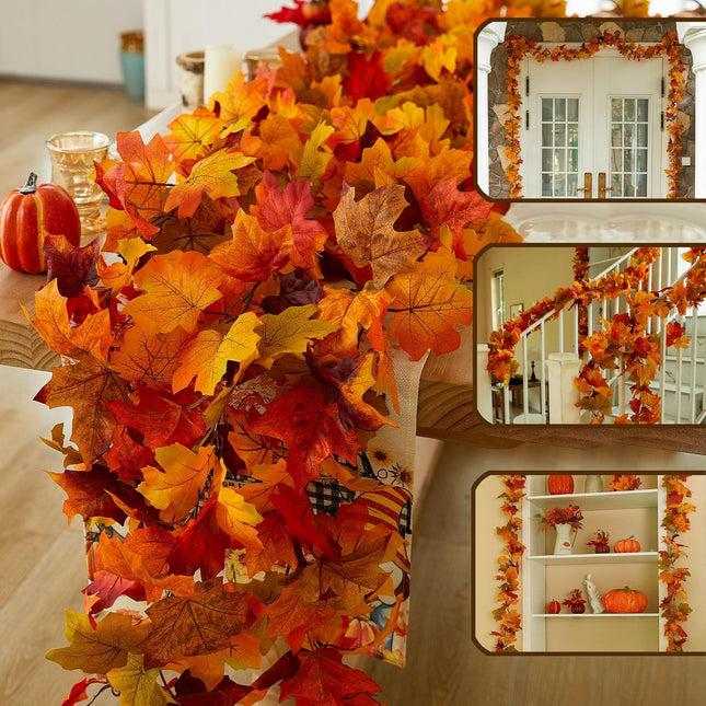 Anna's Whimsy 3 Pcs 21FT【Length】 Thanks Garlands, Artificial Maple Garland, Hanging Vine Garland Artificial Autumn Vines for Home Wedding Fireplace Party Thanksgiving Decor
