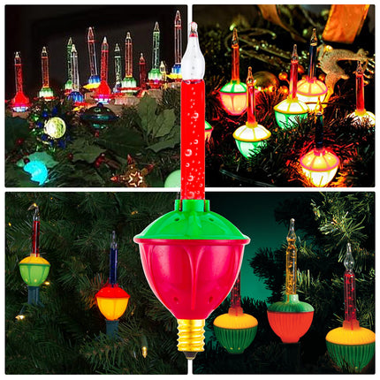 4 Pack Replacement Bubble Lights Bulbs Red Green Yellow Orange Bubble Lights for Christmas Tree Fluid Light C7/E12 Candelabra Base Christmas Light Bulbs