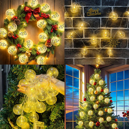 Christmas LED Lights Decoration, Transparent String Ball Lights for Xmas Tree Home Outdoor Decor (10 Ft, 20 LED, Style 5)