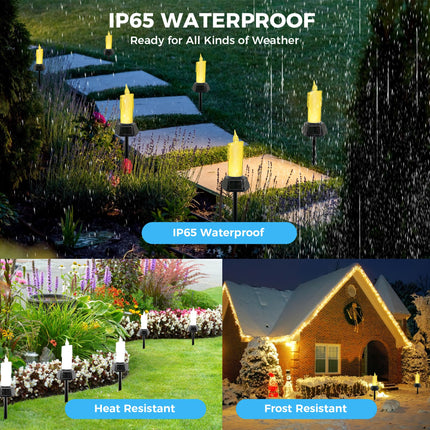 Solar Christmas Candles Lights Outdoor, 4 Pack LED Flameless Candles with Flickering lighting, Waterproof Solar Outdoor Lights for Camping Garden Landscape Yard Thanksgiving Holiday Decorations