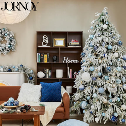 Christmas Ornaments Decorations 30ct Xmas Tree Balls Baubles Sets Decor, Shatterproof, Blue & Silver(2.36in)