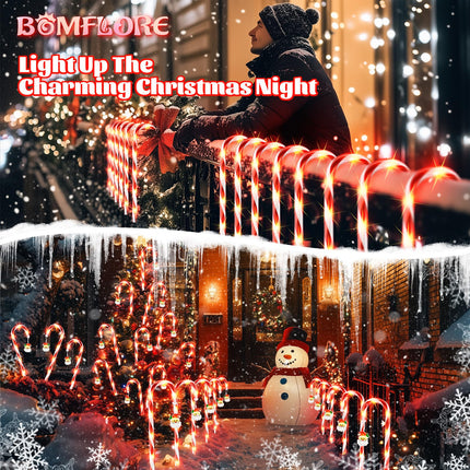 Solar Christmas Lights Outdoor Decorations: Candy Cane Light Waterproof for Yard Decorative Outside - Santa Claus Pathway Stake Lighting Patio Garden Path Street Decor 12 Pack