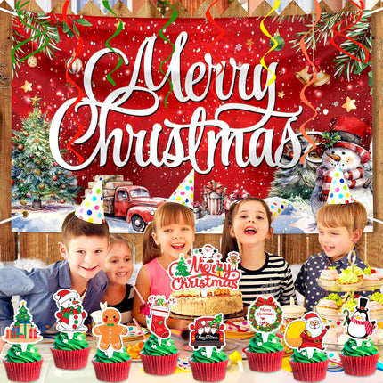Merry Christmas Cake Topper Picks, 25PCS Xmas Snowflake Snowman Cake Toppers Cake Decorations Santa Claus Theme Birthday Party Supplies Favors Decor Centerpiece Table for Boys Girls Carnival Prizes